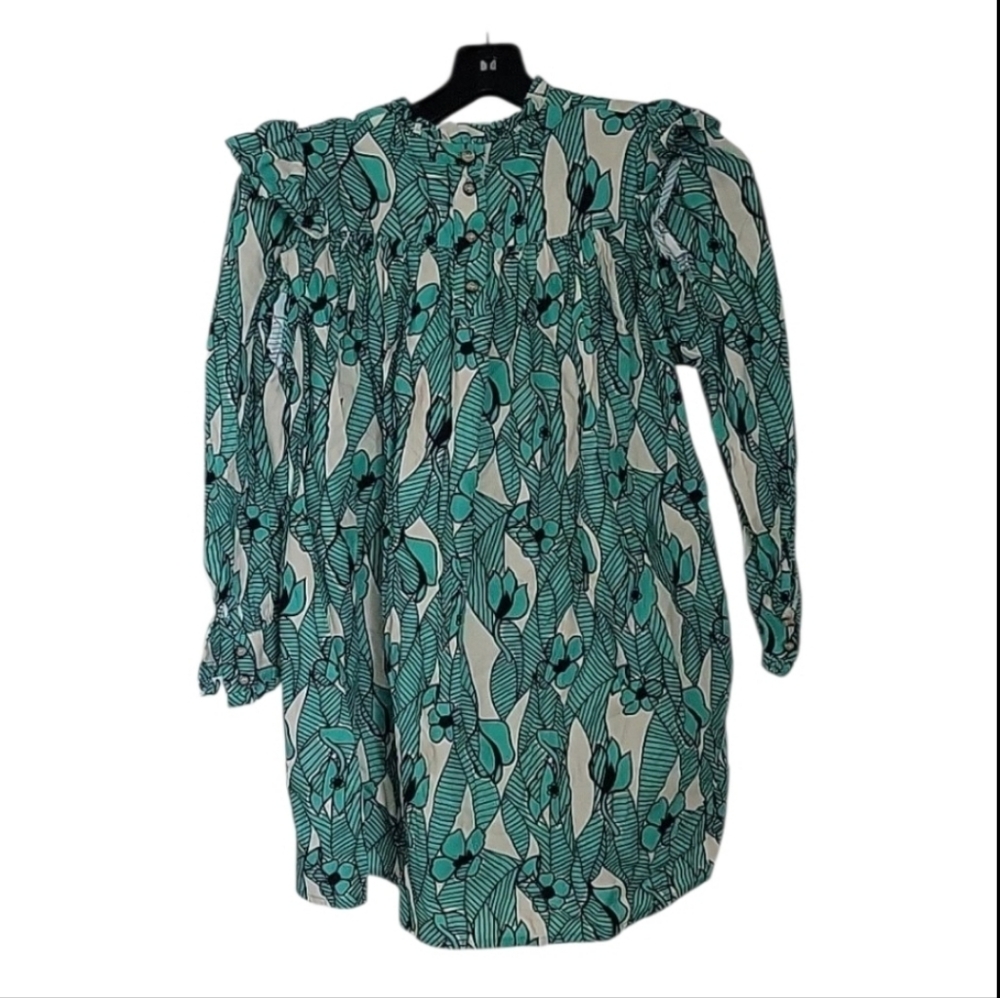 Morley Girls' Green Ruffles On The Shoulders Dress Size 10